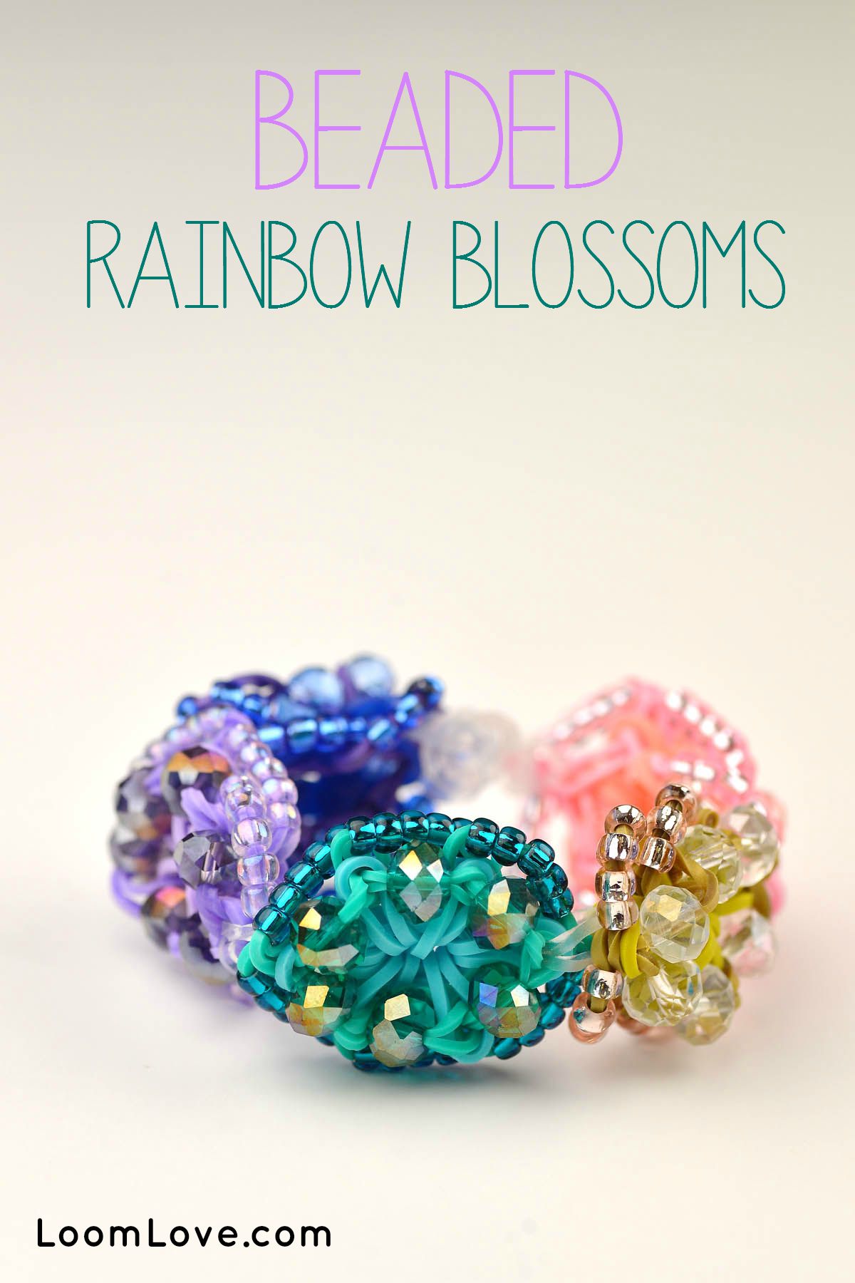 How to Make a Beaded Rainbow Blossoms Loom Bracelet